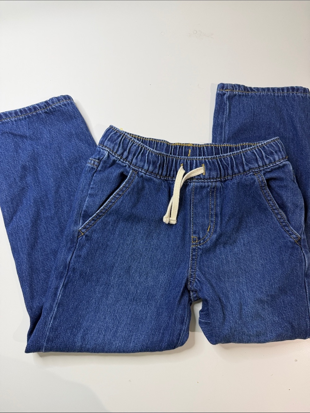Cat & Jack boy’s Dark Blue Elastic Waist Denim Jeans with Drawstring